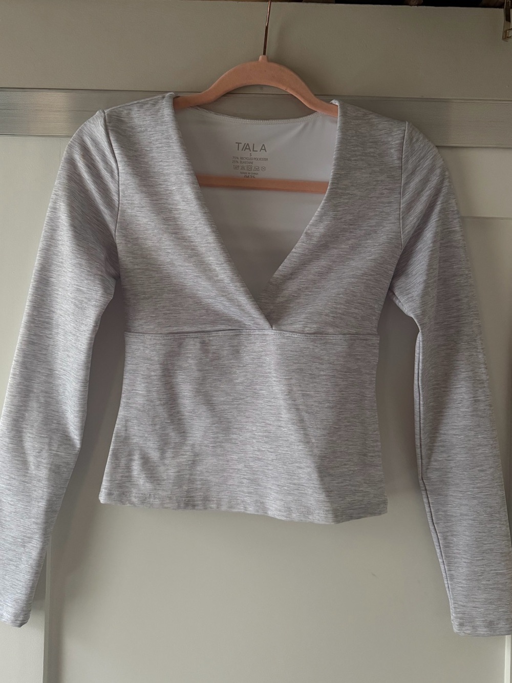 Tala Light Gray V-Neck Workout Top